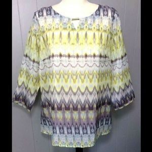 BoHo Hippie 3/4 Sleeve Top Tunic Semi Sheer Blouse